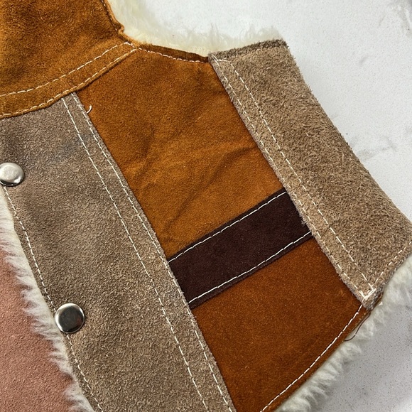 Vintage Toddler Leather Sherpa Vest Made in Mexico - Picture 3 of 7